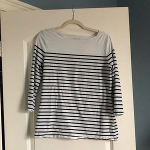 Merona Casual Boatneck Striped Top Large Quarter Sleeve